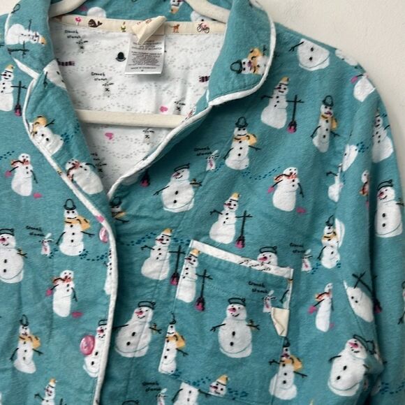 Munki Munki Flannel Snowman Pajama Top M - Picture 2 of 6